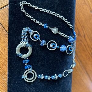Vintage Treska unique indigo necklace